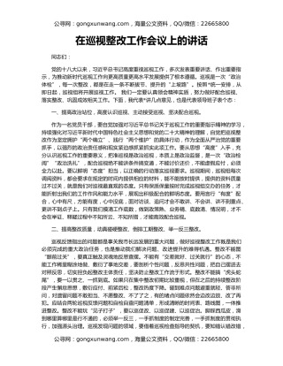 在巡视整改工作会议上的讲话