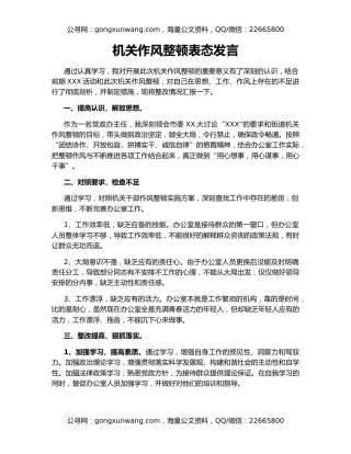 机关作风整顿表态发言
