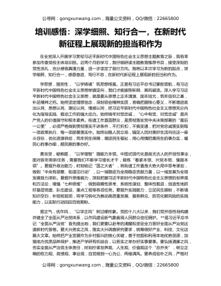 培训感悟：深学细照、知行合一，在新时代新征程上展现新的担当和作为