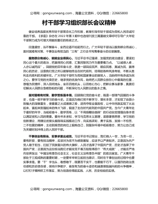 村干部学习组织部长会议精神