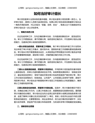 如何当好审计组长