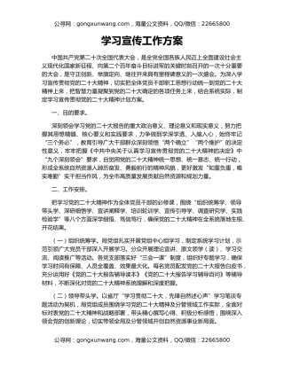 学习宣传工作方案