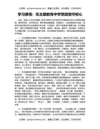 学习感悟：在主题教育中学思践悟守初心