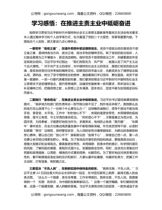 学习感悟：在推进主责主业中砥砺奋进