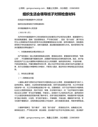 组织生活会领导班子对照检查材料
