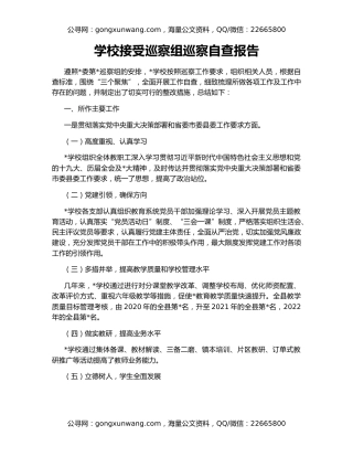 学校接受巡察组巡察自查报告