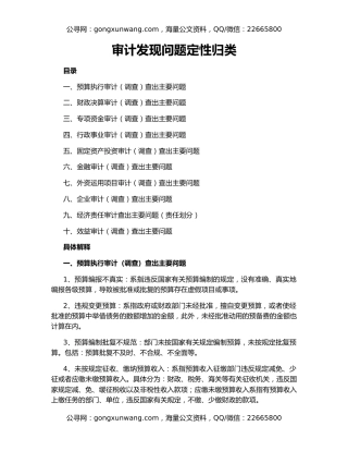 审计发现问题定性归类