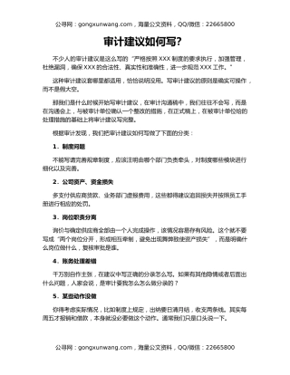 审计建议如何写？