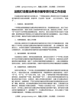法院打击整治养老诈骗专项行动工作总结