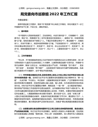 局党委向市巡察组2022年工作汇报