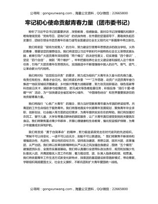 牢记初心使命贡献青春力量（团市委书记）