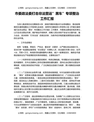 市委政法委打击非法营运”黑车”专项整治工作汇报