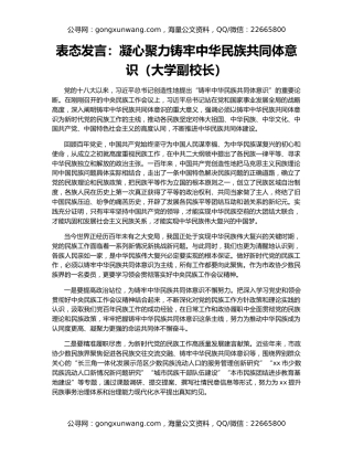 表态发言：凝心聚力铸牢中华民族共同体意识（大学副校长）