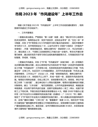 市局2023年“作风建设年”上半年工作总结