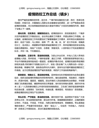 疫情防控工作总结（镇乡）