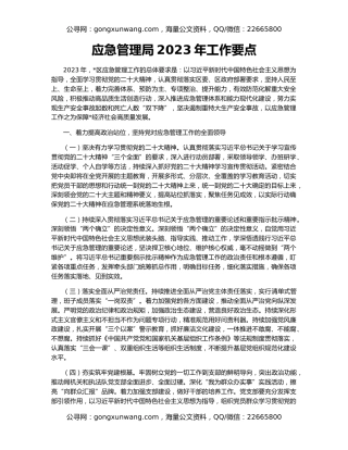 应急管理局2023年工作要点