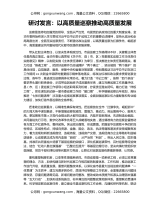 研讨发言：以高质量巡察推动高质量发展