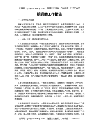 镇党委工作报告