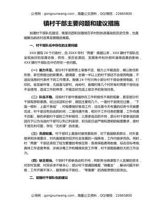 镇村干部主要问题和建议措施