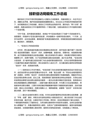 挂职信访局锻炼工作总结