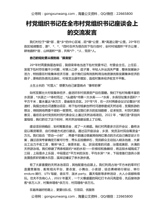 村党组织书记在全市村党组织书记座谈会上的交流发言