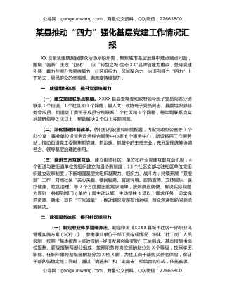 某县推动“四力”强化基层党建工作情况汇报