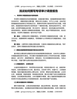 浅谈如何撰写专项审计调查报告