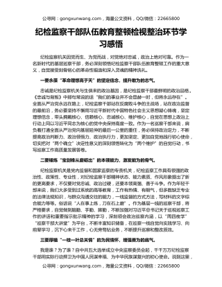 纪检监察干部队伍教育整顿检视整治环节学习感悟