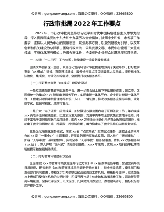 行政审批局2022年工作要点