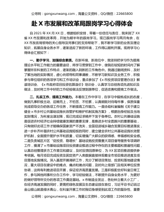 赴X市发展和改革局跟岗学习心得体会