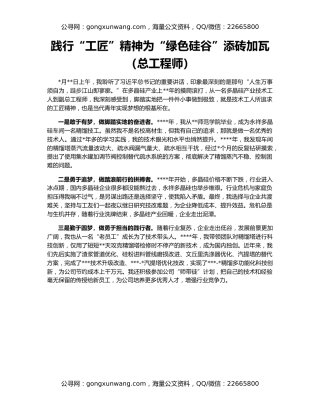 践行“工匠”精神为“绿色硅谷”添砖加瓦（总工程师）