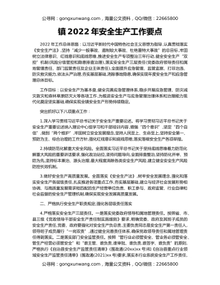 镇2022年安全生产工作要点