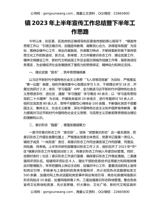 镇2023年上半年宣传工作总结暨下半年工作思路