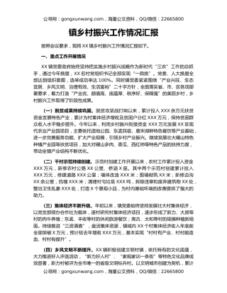 镇乡村振兴工作情况汇报