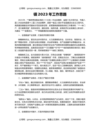 镇2023年工作思路