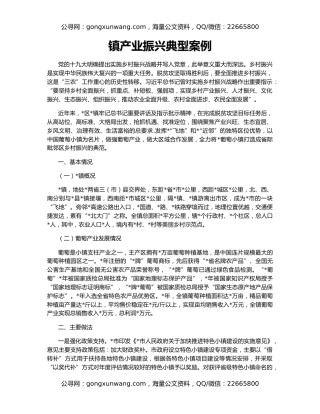 镇产业振兴典型案例