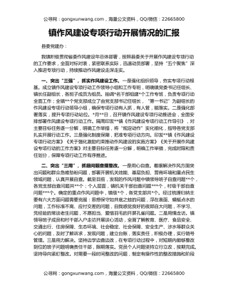 镇作风建设专项行动开展情况的汇报