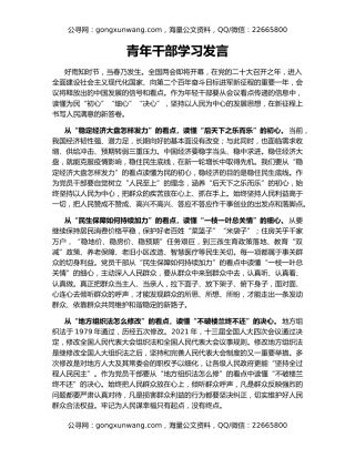 青年干部学习发言