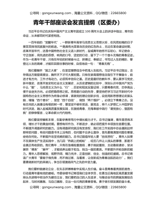 青年干部座谈会发言提纲（区委办）