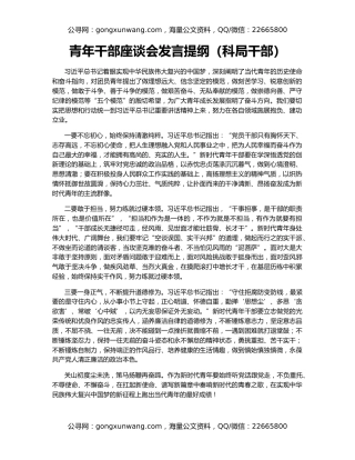 青年干部座谈会发言提纲（科局干部）