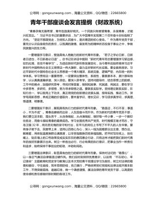 青年干部座谈会发言提纲（财政系统）