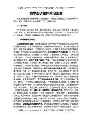 领导班子整体政治画像