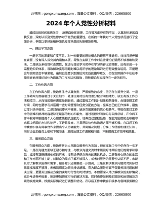 2024年个人党性分析材料