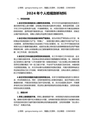 2024年个人检视剖析材料