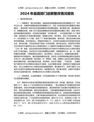 2024年县直部门巡察整改情况报告
