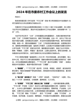 2024年在市委农村工作会议上的发言