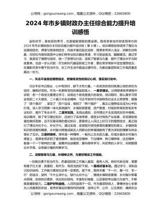 2024年市乡镇财政办主任综合能力提升培训感悟