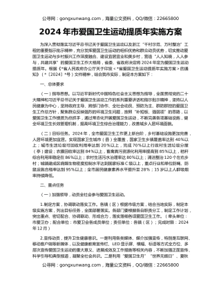2024年市爱国卫生运动提质年实施方案