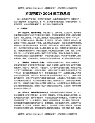 乡镇党政办2024年工作总结