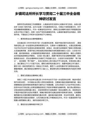 乡镇司法所所长学习贯彻二十届三中全会精神研讨发言